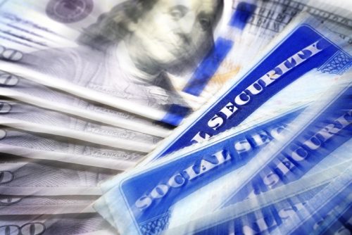 Social Security Cards for identification and retirement USA zoom motion blur