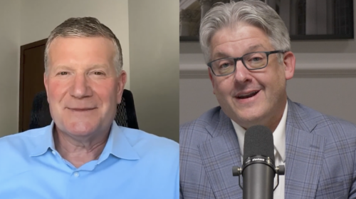 Dan Doonan and Chuck Kopp discussing pensions on podcast.