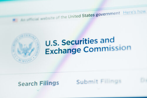US Securities and Exchange Commission logo in a computer screen